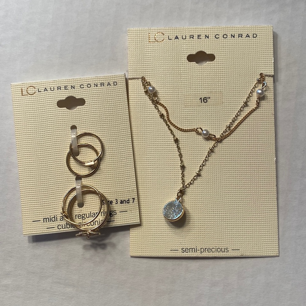 LC Lauren Conrad necklace and rings